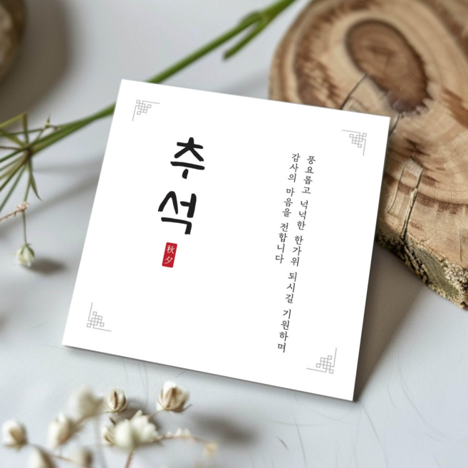 [당일출고] 추석카드 한가위 엽서 30매 메세지 명절 카드 편지 데코 선물, 봉투 없음, 문양스티커 30매, 1.화이트 30매