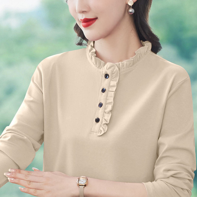 중년 여성 긴팔 티셔츠 캐주얼 여자 이너 긴팔티 봄 가을 중장년 엄마옷 긴소매 상의 YSQ