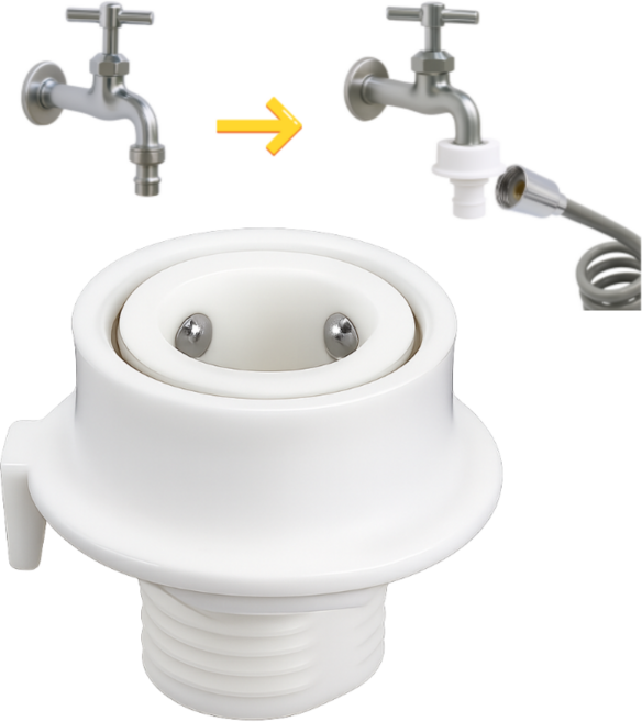 프라니 세탁기 커플링 나사형 변환 커넥터 호스 연결부품, 1개