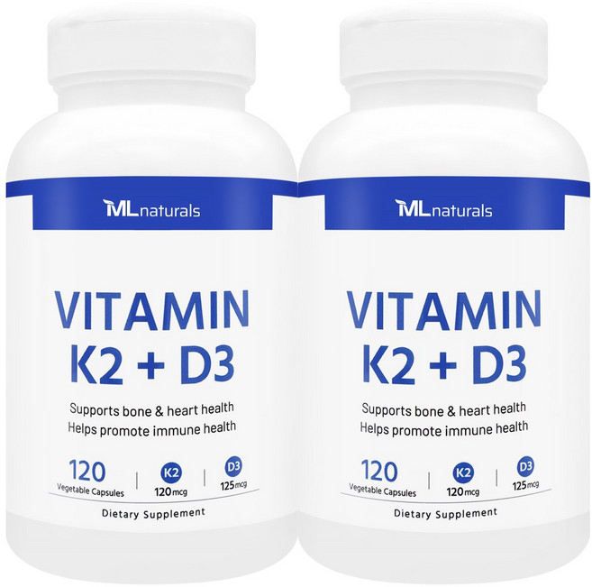 [미국빠른직구] 신제품 마이라이프 내추럴스 비타민 K2 120mcg + D3 125mcg, 2개, 120정, 120정