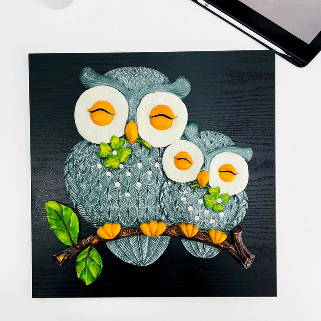 네잎 클로버 부엉이 부조액자, 1개