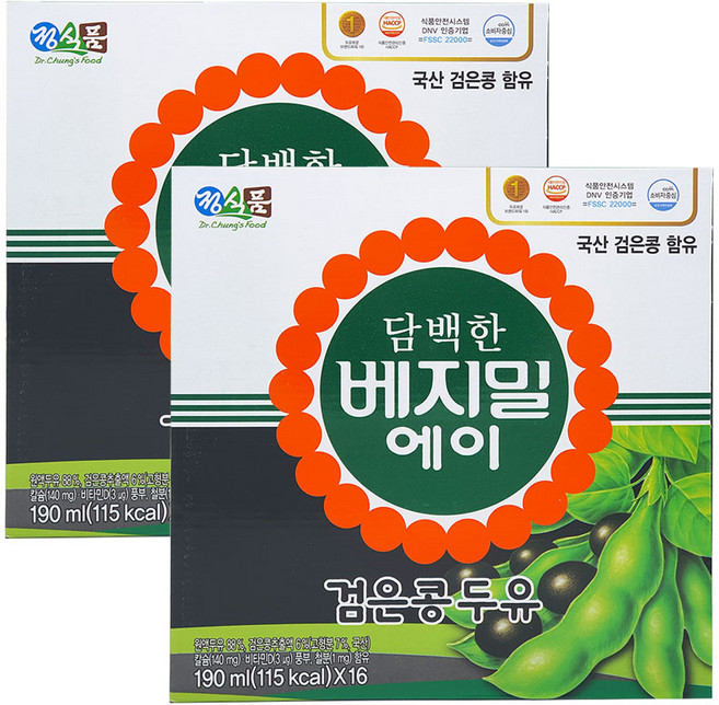 담백한 베지밀 에이 검은콩 두유, 190ml, 32개
