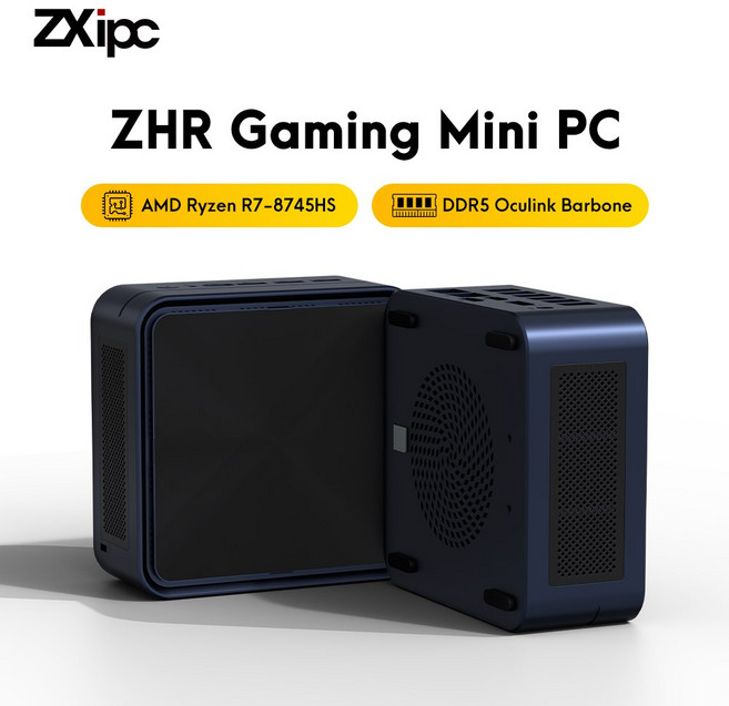 ZXIPC 미니 PC NUCBOX AMD 컴퓨터 게이밍 ROM OCULINK RYZEN7 데스크탑 DDR5 WIFI6 미포함 및 8745HS 베어본 RAM, NO RAM NO SSD, ZHR R7 8745HS