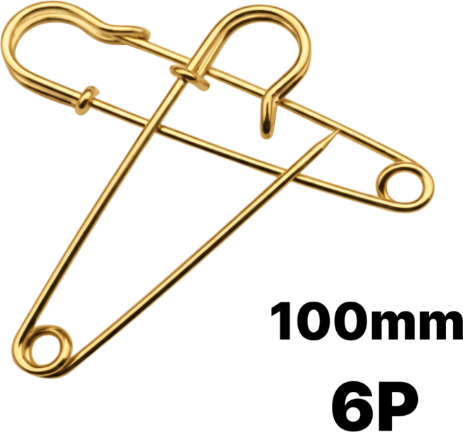 BLUNIZ 침구 이불 고정 의류장식용 대형 옷핀 100mm 6p, 6개, 골드