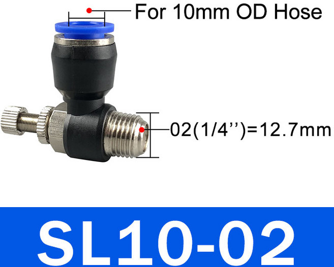 고속 연결 공압 피팅 M5 1/2 조절 밸브 스로틀 SL 4 6 8 10 ", 16 SL10-02, 16 SL10-02, 1개