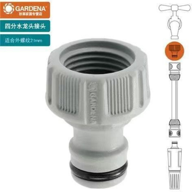 GARDENA 水管快速接頭 德國原裝進口, 1個, 18220四分龍頭接21mm