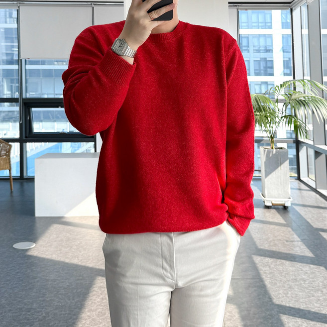 룩플레인 울 원단 색감 좋고 포근한 라운드 니트 15color