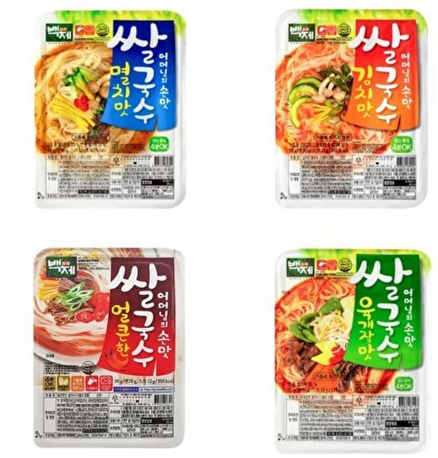 기타 [T]백제 건면 쌀국수 4종 혼합 골라담기(92gx30개구성), 92g, 04.멸치맛10개+얼큰한맛10개+육개장10개