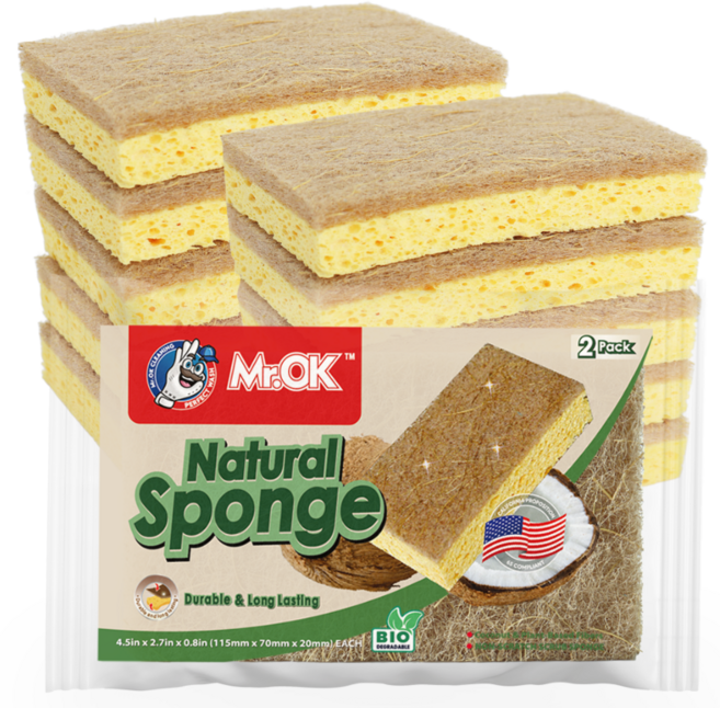 미스터오케이 내츄럴 코코넛 섬유 셀룰로오스 수세미, 5개, 2개입