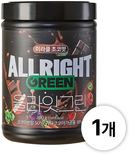 무가당 올라잇 그린 파우더 야채가루 채소 과채 베리 가루 건강 분말 영양 식사대용 다이어트 저칼로리 쉐이크 간식, 300g, 1개 - 쿠팡