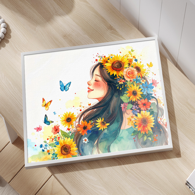 감성 힐링 일러스트 인테리어 꽃 피는 순간을 담다 꽃마음 시리즈 10종, 10.Sunflower dream