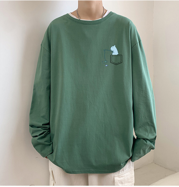 [RichMagic] 봄 긴 소매 고양이 하라주쿠 T 셔츠면 2022 검정 일본 Streetwear 특대 T 셔츠 Vintage Korean Tops