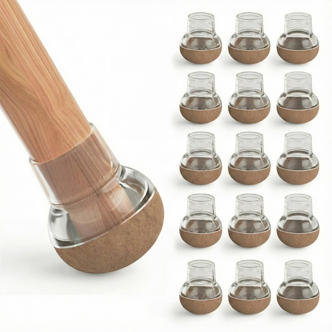 일상인샵 층간소음방지 360도 의자 발커버, 16개, 투명