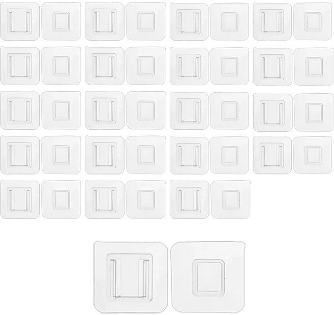 뽀아샵 무타공 투명 부착식 버클형 다용도 걸이 스티커 J-J007, 20개