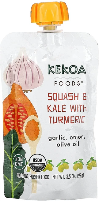 Kekoa 유기농 퓨어드 이유식 스쿼시 및 케일 강황 함유 99g(3.5oz), Kekoa유기농퓨어드이유식스쿼시및케일강황함유99g35o, 99g, 1개 - 쿠팡