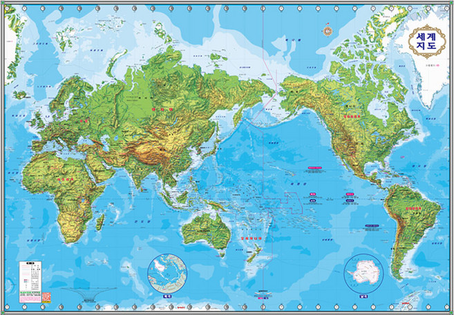 세계지도 지형도 여행 관광 포스터 전도 (코팅 대형 210x150), 코팅