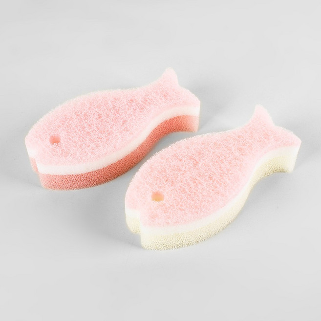 marna 마나 체리블로썸 물고기 스펀지 수세미 2P세트 / P528CP, 2개, 1세트