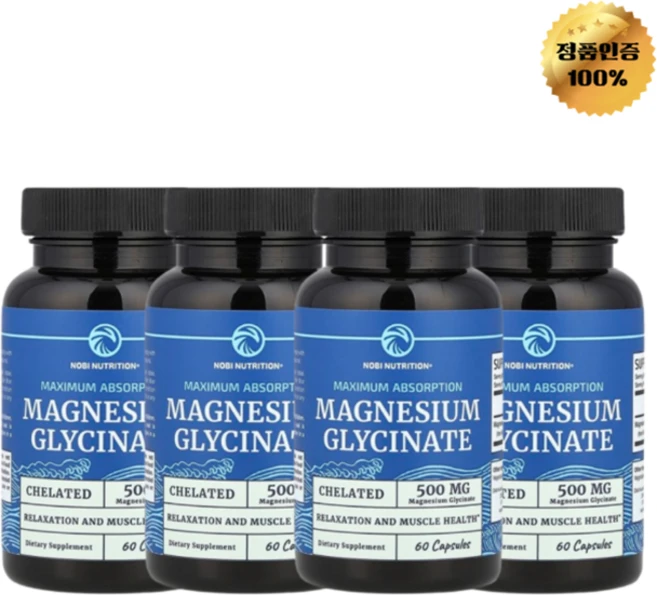 2+2 노비 뉴트리션 마그네슘 글리시네이트 캡슐 60정, 4개 - 쿠팡