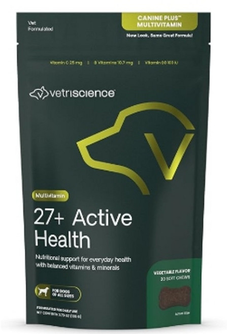 베트리사이언스 강아지 고양이 27+ 종합 비타민 시니어견 액티브 헬스 츄 반려견용, 1