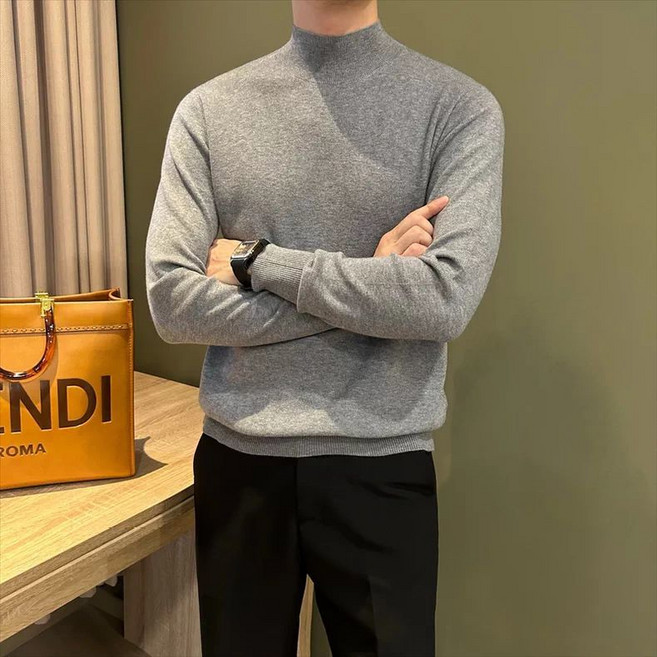 메인워크 남성 반폴라 니트 티셔츠 봄가을 긴팔 간절기 스웨터 이너웨어 풀오버 솔리드 기질 패션 세미 레깅스 상의