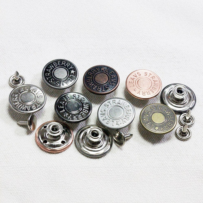 [단추똥꼬] 청바지단추 청자켓 흔들이 단추 5세트 20mm, 1개, (01번) LEAVS 엔틱골드 5세트