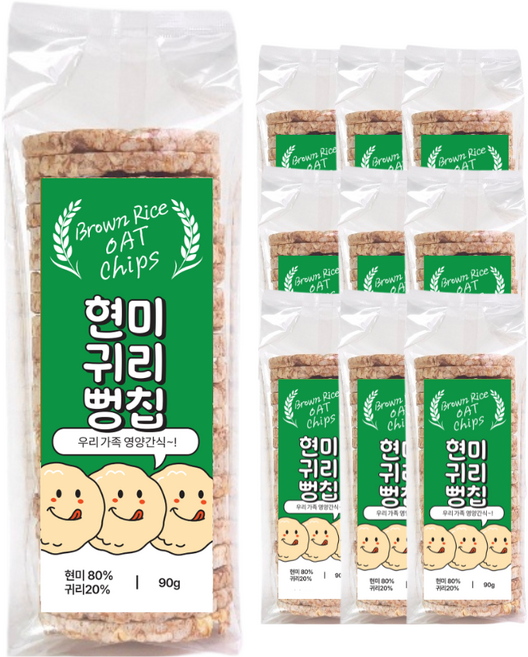 현미 귀리 뻥튀기 통곡물 저당 과자 국내 간식 뻥칩, 2세트, 450g