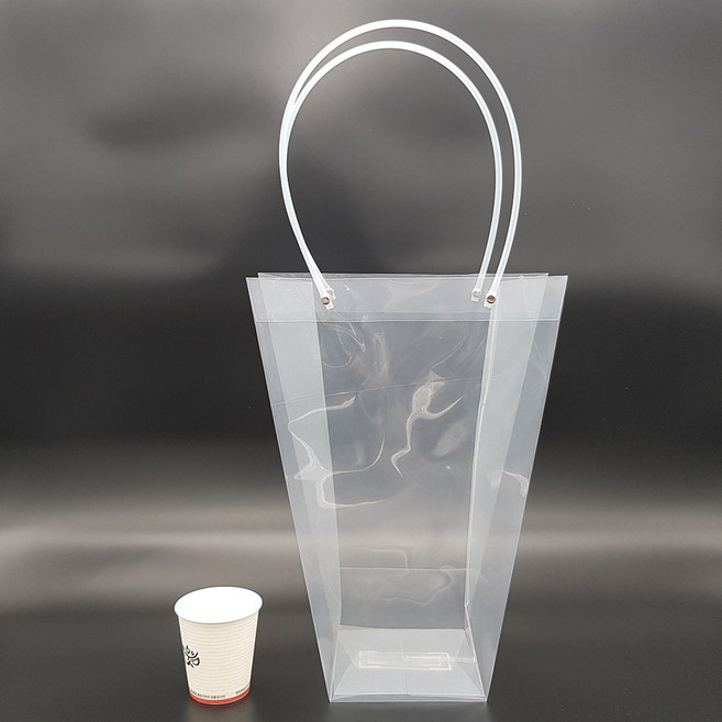 투명 사각 쇼핑백 꽃집 다육이 미니 화분 사다리꼴 비닐 구디백, 사다리