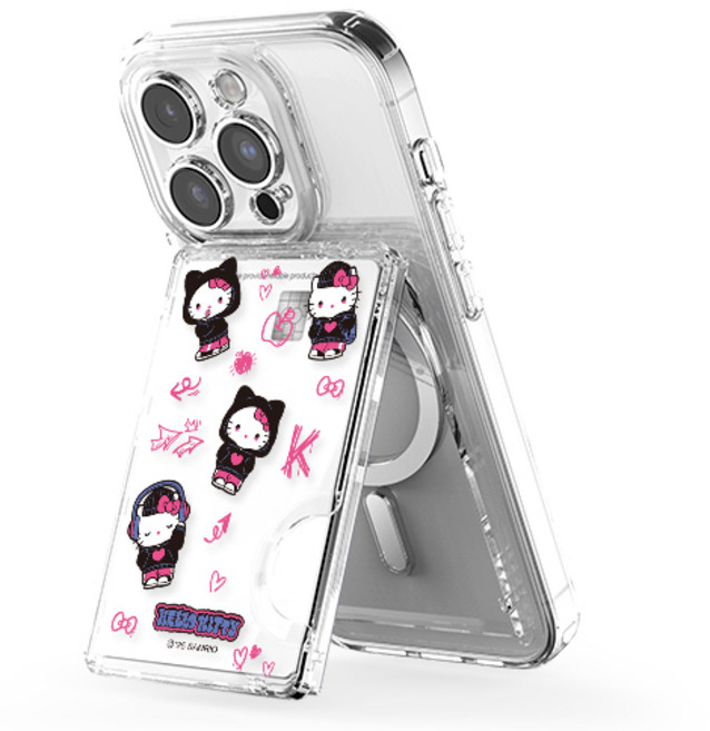 산리오 히팝 투명 마그네틱 멀티 스탠드 카드지갑(맥세이프 호환), 1개, 히팝_헬로키티