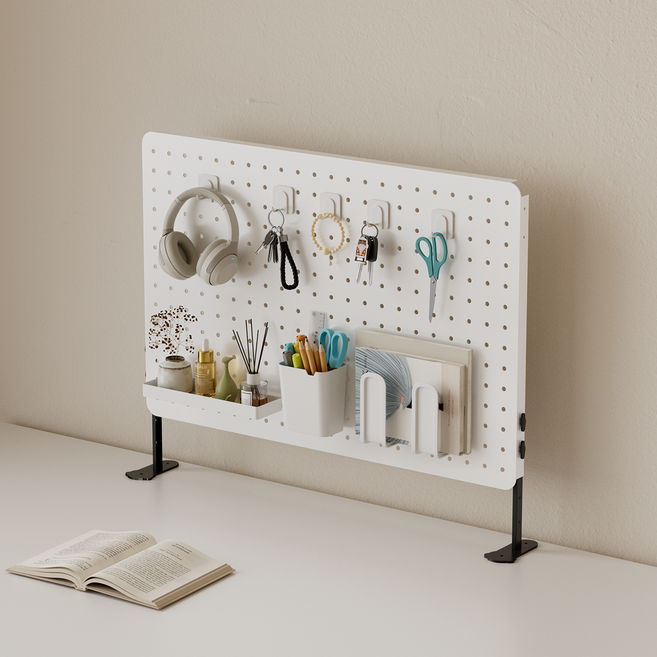 LUCKYOO 책상 수납 타공판 높이조절 파티션 DIY 악세서리, 스탠드형