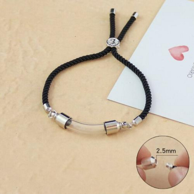 납골함 유골함 메모리얼스톤 나무 유리 튜브 항아리 팔찌 블랙 코드 유품 기념 쥬얼리 애쉬 화장 1 피스, 1개