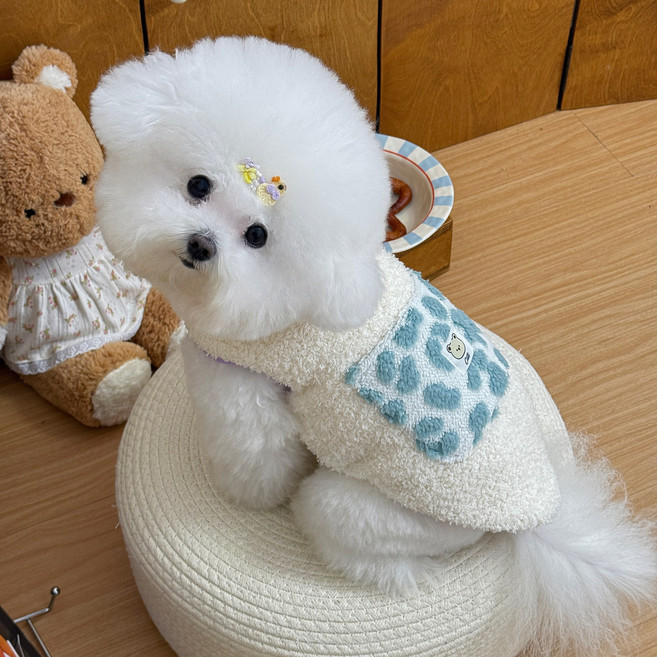 강아지 겨울 뽀글이 조끼 하네스 일체형 후리스 옷 따뜻한 수면 조끼, 1개, Purple