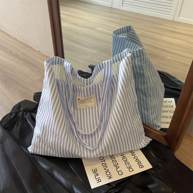 데일리 대용량 스트라이프 숄더 에코백 토트백
