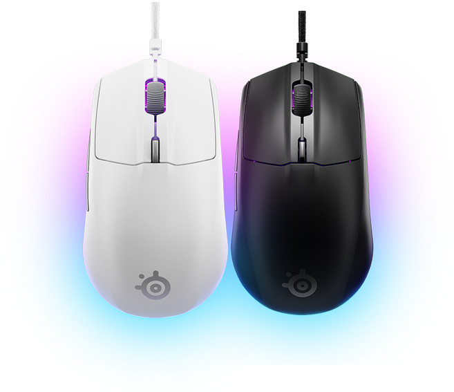 SteelSeries 賽睿 Rival 3 Gen 2 有線電競滑鼠, 黑色,主商品+黑色素面鼠墊