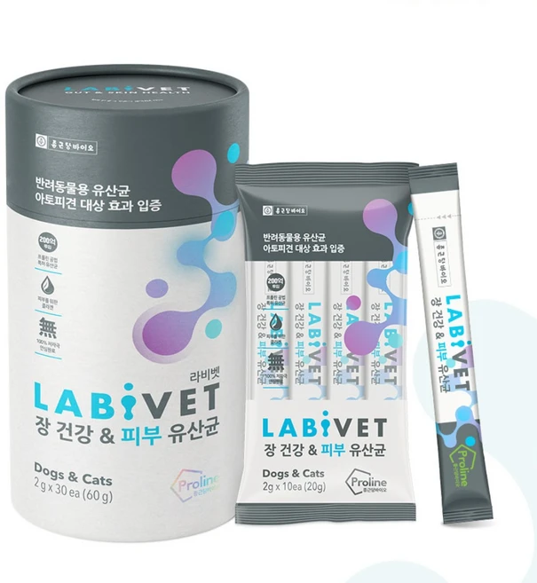 종근당라비벳 반려동물 영양제, 30회분, 피부/피모+장건강, 1개 - 쿠팡
