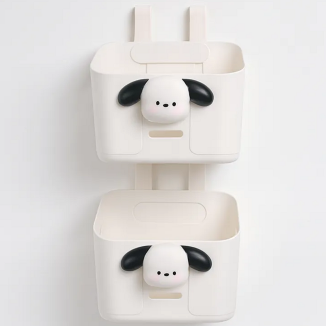 온원즈 댕댕이 다용도 걸이 수납 바구니 귀여운 캐릭터 바스켓, 화이트, 2개