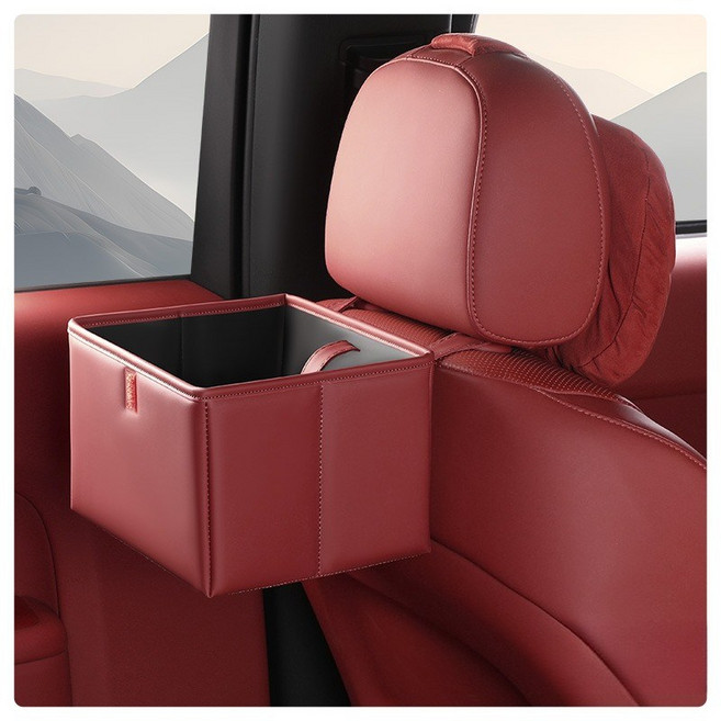 베베어스 차량용 쓰레기통 앞좌석 뒷자석 수납함 휴지통, 레드