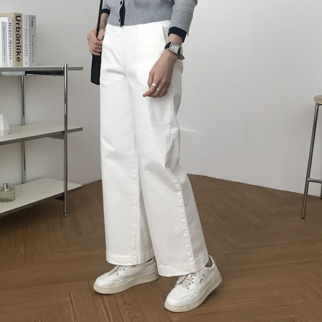 여성 통바지 면 스판 뒷밴딩 10부 팬츠 간절기 데일리 체형커버 편한 마듀 바지