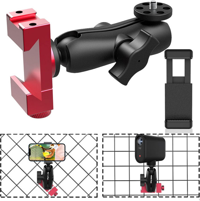 테니스 및 피클볼 훈련을 위한 aoeyoo 스마트폰 펜스 마운트 조절 가능한 접이식 360 스위블 Android Mevo Start AKASO EK7000 디지털 카메라와 호환