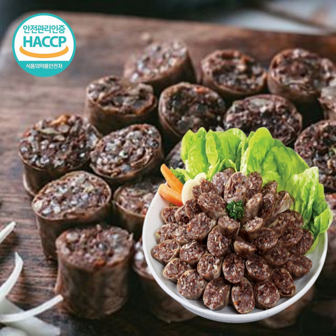 맛있는 국산 야채순대 500g 순대 스테이크 국내산 맛집 토종 옛날 시장 추억 순대 피순대 선지순대 전주 찹쌀 찹살 순대 전통 부산, 1개