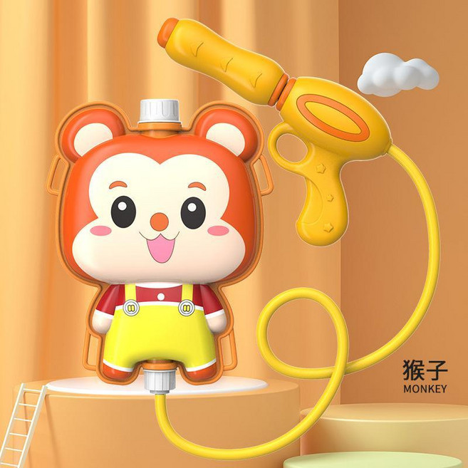 SAD 兒童揹包水槍玩具 抽拉式, 猴子 1.0L揹包水槍, 1個