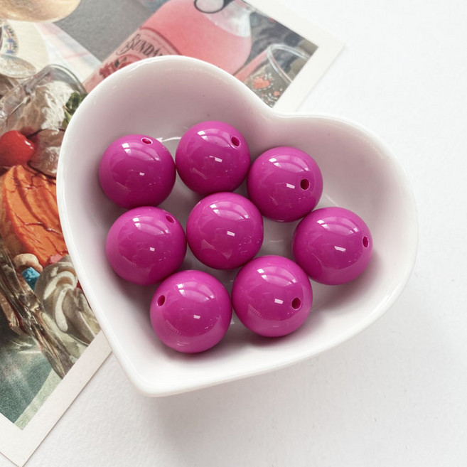 18mm 아크릴 비비드 컬러 구슬 원형구슬 비즈 (8개), 퍼플핑크, 1개