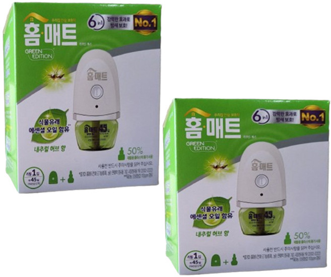 홈매트 리퀴드 스위치형 훈증기 + 허브향 리퀴드에스45일 교체용, 2개, 29ml