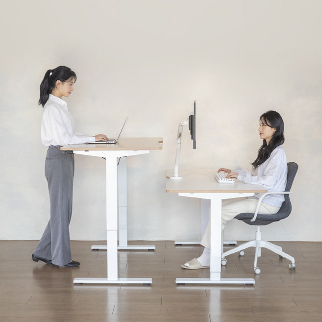 핏쳐 E1 PLUS 커스터마이징 전동식 모션데스크, 오크, 1200mm, E1플러스 화이트