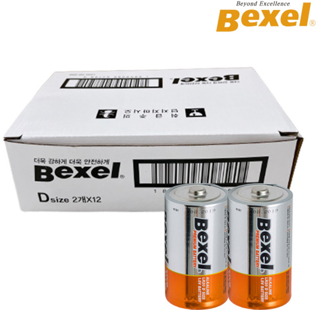 벡셀 알카라인 벌크 건전지 D형 24알 LR20, 12개, 2개입