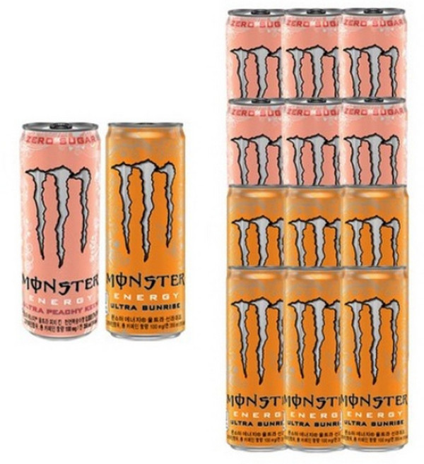 몬스터 에너지 355ml 피치 킨x6캔+선라이즈x6캔, 12개