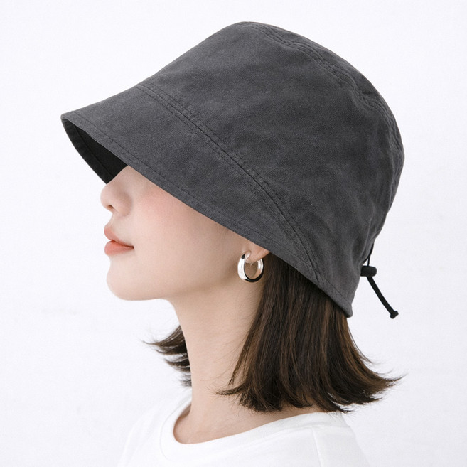 뒷 스트링 심플 여성 벙거지 모자