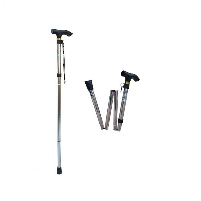 에버리즈 접이식 초경량 어르신 길이 조절 꽃무늬 효도 지팡이, 1개, 검은꽃 지팡이