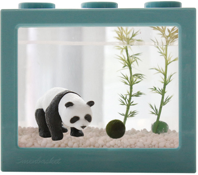 세남자바스켓 귀여운 동물친구들 국산 마리모 키우기 DIY세트, 엎드려판다+레트로블루 블럭, 1개