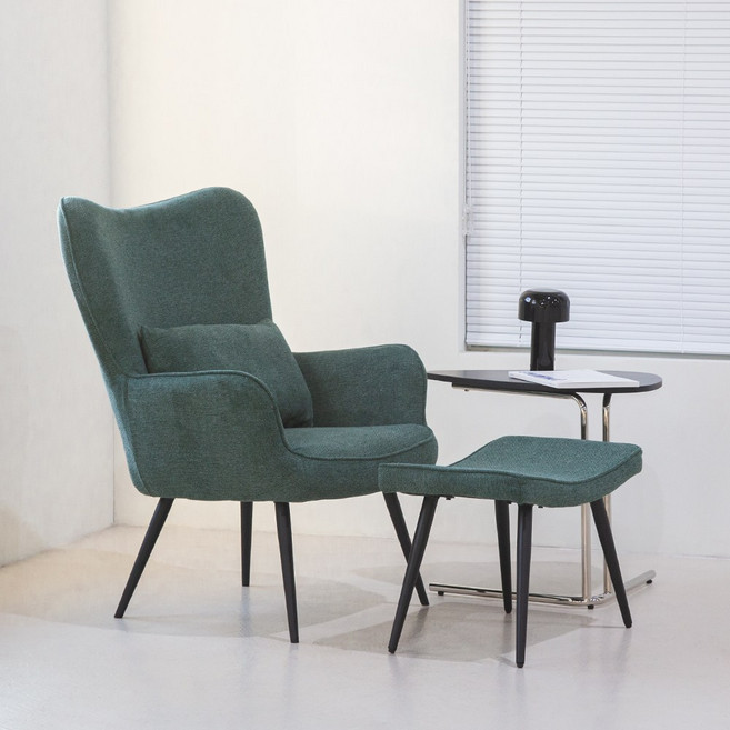 아르덴 스툴포함 1인 수면 독서 암체어 무중력 수유 안락 의자, 그린, 1개