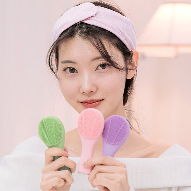 YEBBUM 예뿜 진동클렌저 멀티 6단계모드 세안 실리콘 브러쉬 피부관리, 핑크